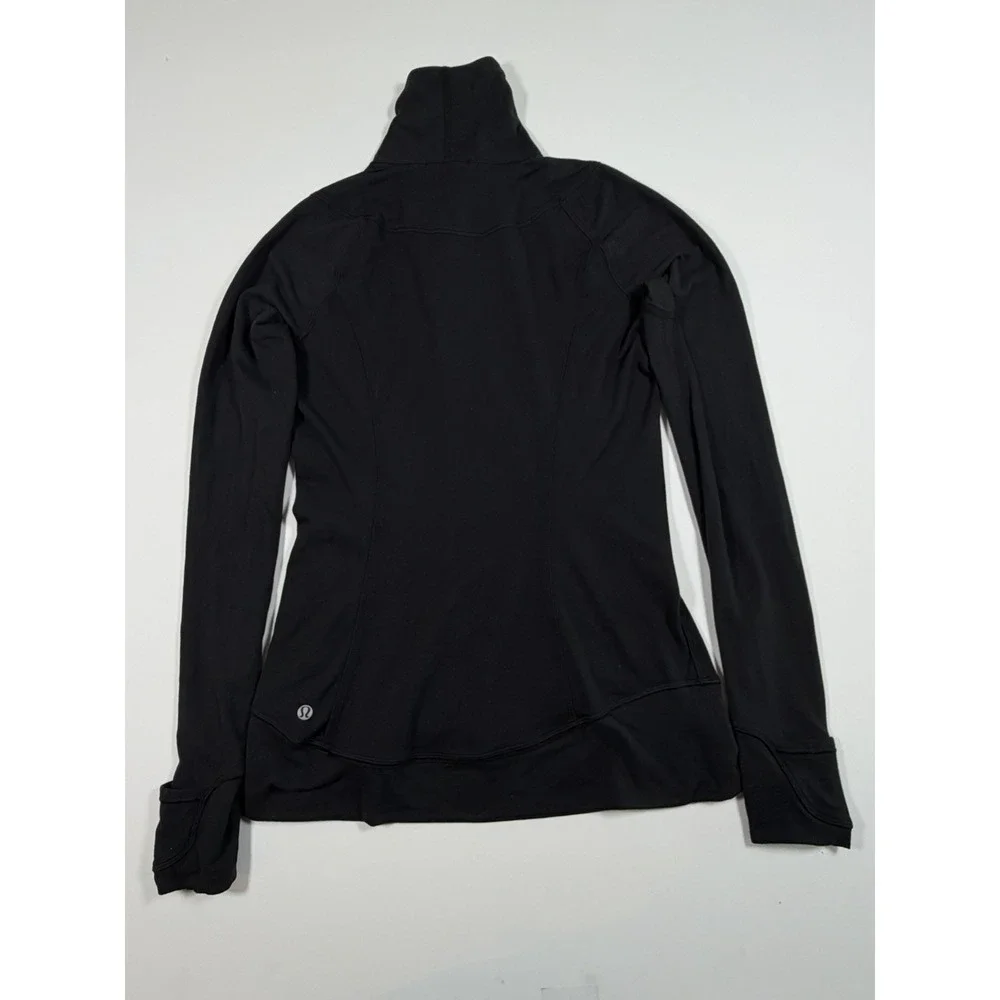 Lululemon Womens Think Fast Pullover Black White Parallel Stripe 1/2 Zip Size 6